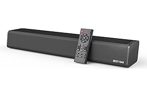 MEGACRA Sound Bar, BESTISAN 50 Watts Soundbar with HDMI, Optical, AUX, USB,Sub Out and Bluetooth Connection, DSP, Bass Adjustable, 16 Inch, Mountable