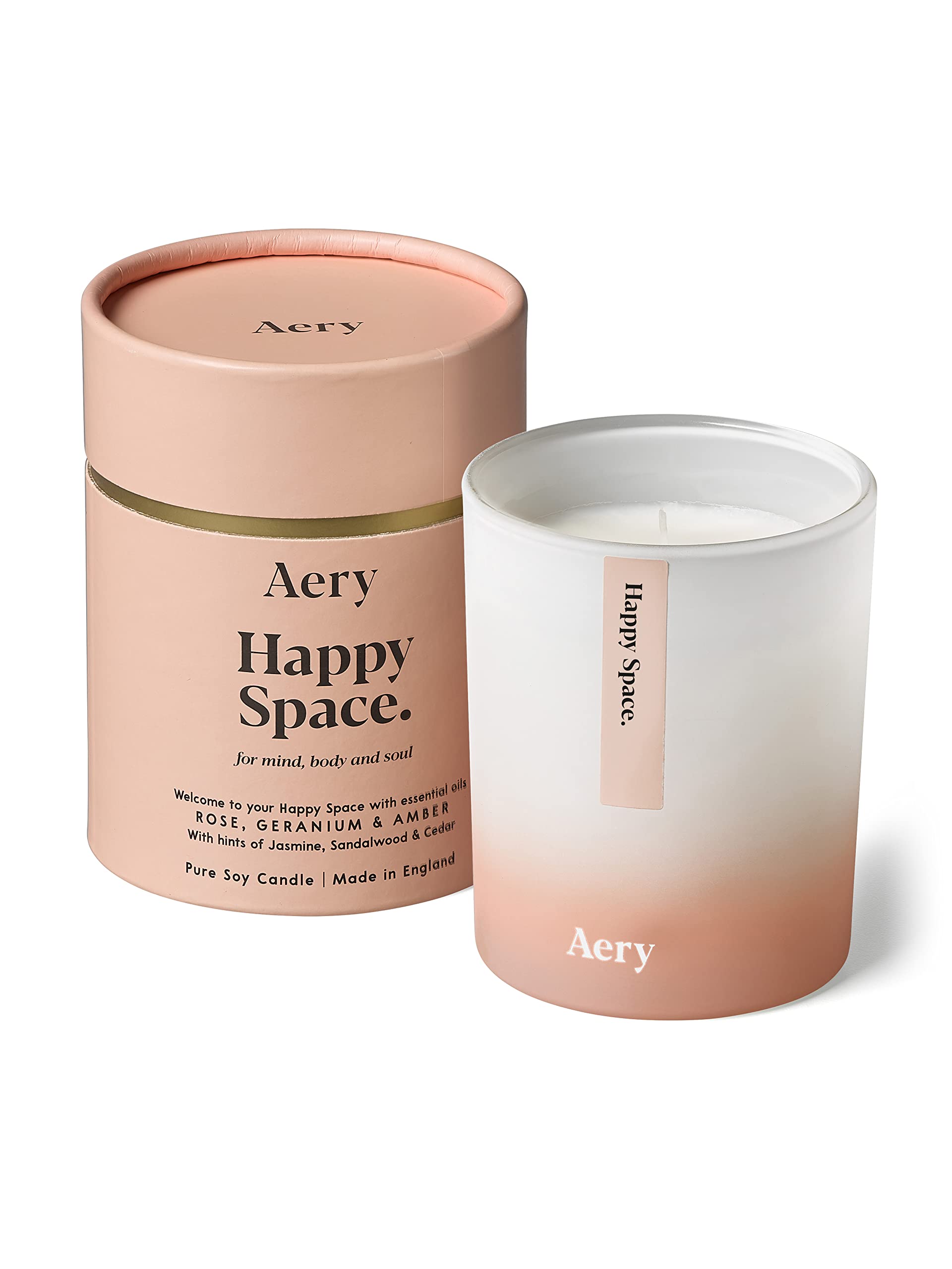 Aery Aromatherapy Candle, Happy Space, White, Pink, One size, 200g