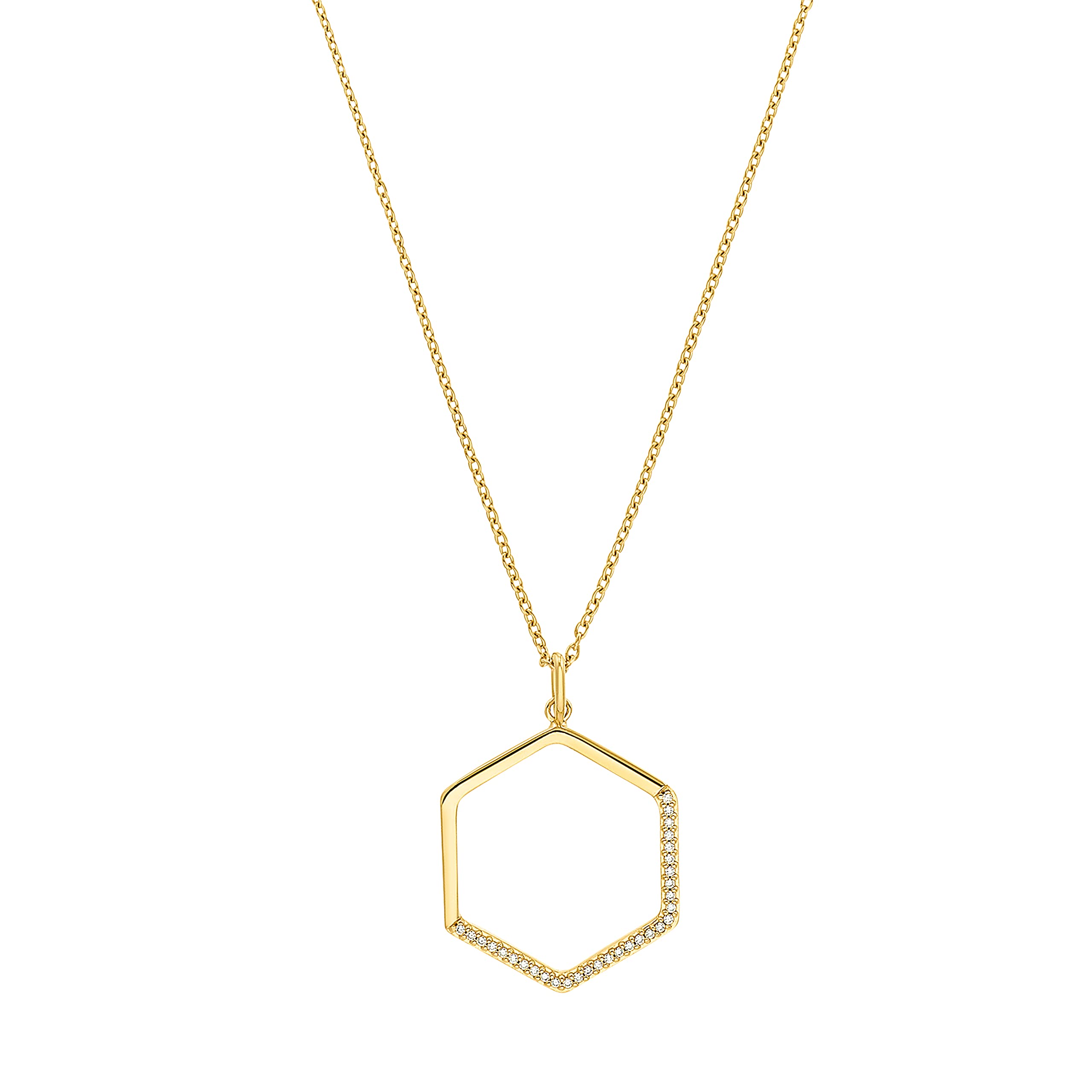 s.Oliver 2031442 Women's Necklace with Pendant 925 Sterling Silver with Zirconia Synthetic 50 + 5 cm Gold Comes in Jewellery Gift Box, 50+5, Sterling Silver, Cubic Zirconia