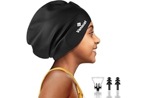Vanocat Extra Large Kids Swimming Cap Long Hair, Waterproof Silicone Swimming Hat for Boys Girls Children Youth Teen, Swim Ca