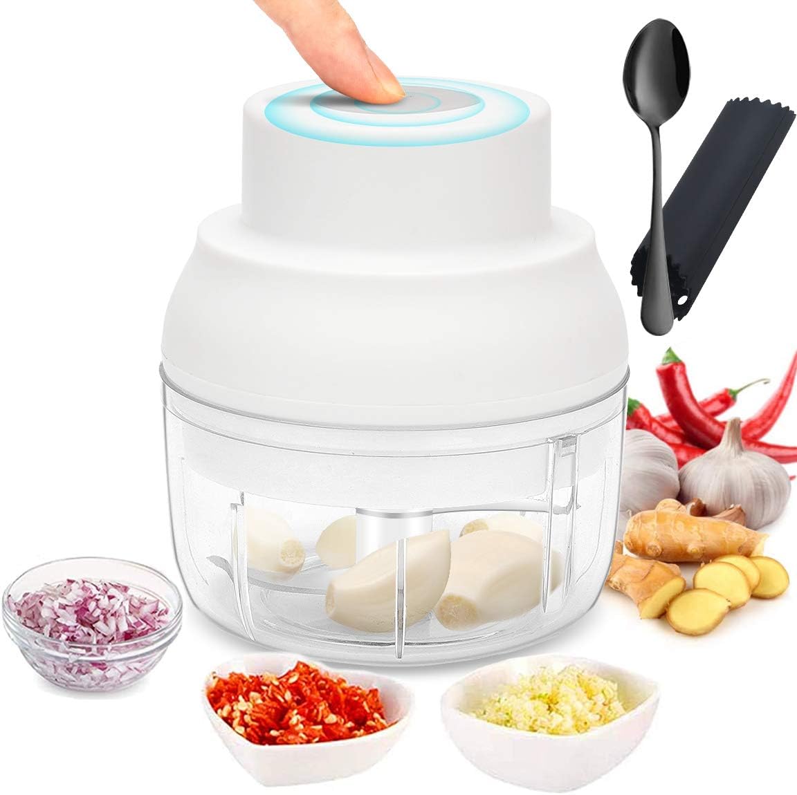 Electric Garlic Chopper Mini, Garlic Masher Mincer Crusher