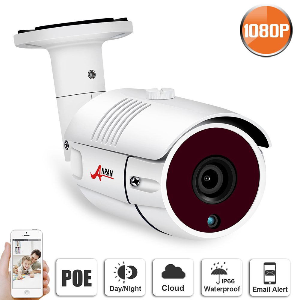 ANRAN 1080P POE Camera 2MP High Resolution Day and Night Indoor Outdoor Waterproof Bullet