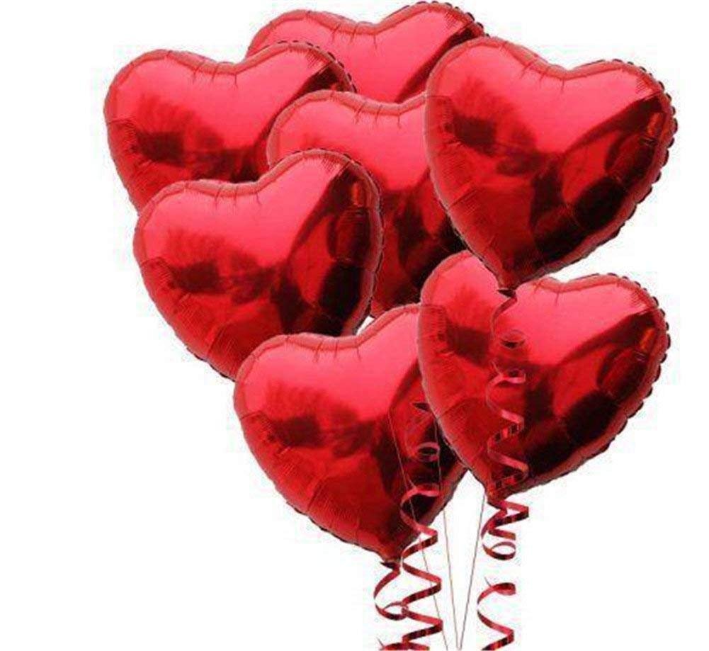 Ximkee 10pcs Red Heart Foil Helium Balloons Valentines Day Wedding Engagement Decorations