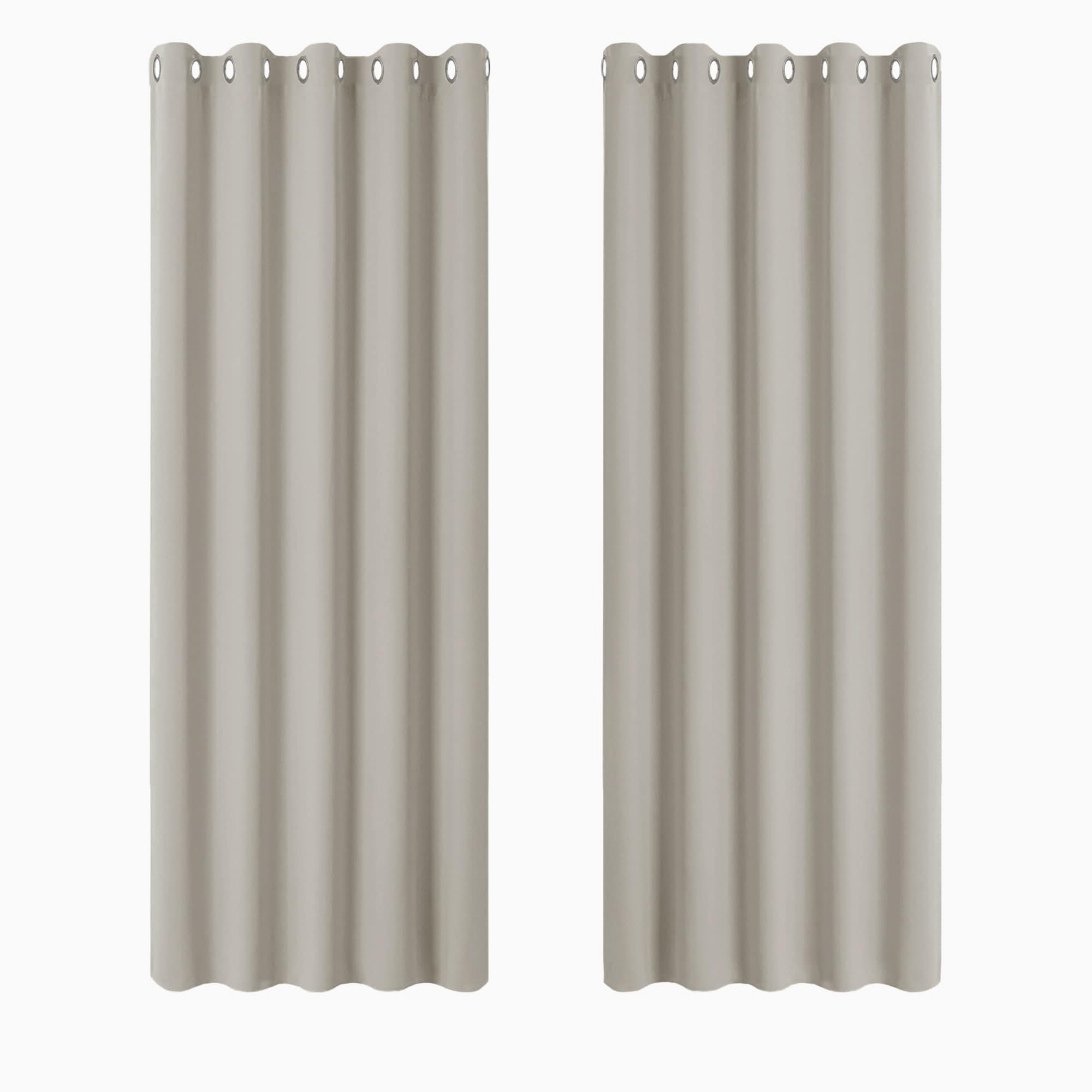 PONY DANCE Thermal Insulated Curtains W66 x L54 Inch for Bedroom Energy Saving & Privacy Protection & Noise Reducing Curtains with Eyelet for Living Room/Kitchen Window Treatment, 2 Panels, Natural