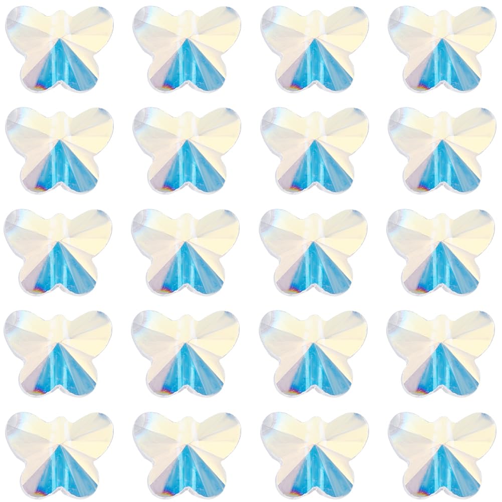 SUNNYCLUE 1 Strand 67Pcs Butterfly Glass Bead Assorted Crystal Glass Beads Butterfly Shiny Clear AB Imitation Austrian Crystal Spacer Loose Bead for Jewellery Making Bracelet Necklace Earring DIY
