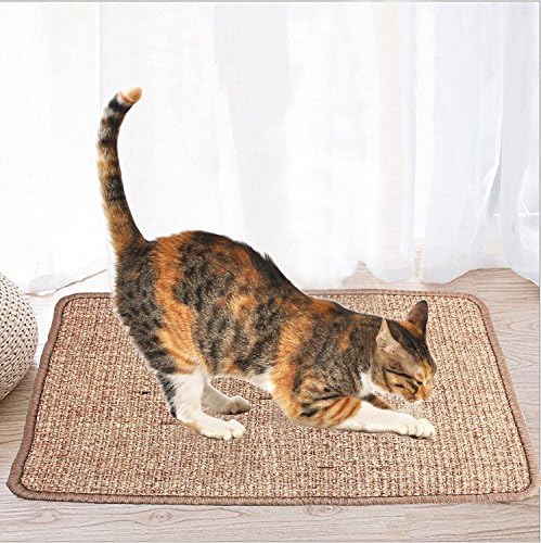 Cat Scratching Mat 100% Natural Sisal Scratcher Horizontal Scratching Carpet Pad Rug Scratch Deterrent Accessories for Cat/Kitty Grinding Claws & Protecting Furnitures Carpets and Sofas