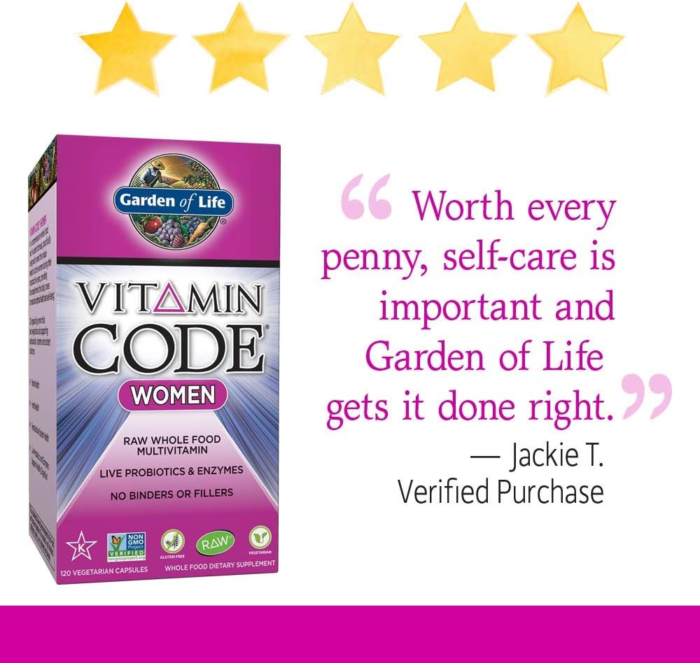 Garden of Life Multivitamin for Women, Vitamin Code Women's Multi - 120 Capsules, Whole Food Womens Multi, Vitamins, Iron, Folate not Folic Acid & Probiotics for Womens Energy, Vegetarian Supplements: Health & Personal Care