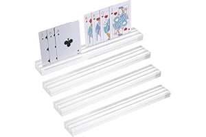 OwnMy Set of 4 Acrylic Playing Card Holders with Dual Grooves, Clear Playing Card Decks Card Stands with 2 Slots, Acrylic Gam