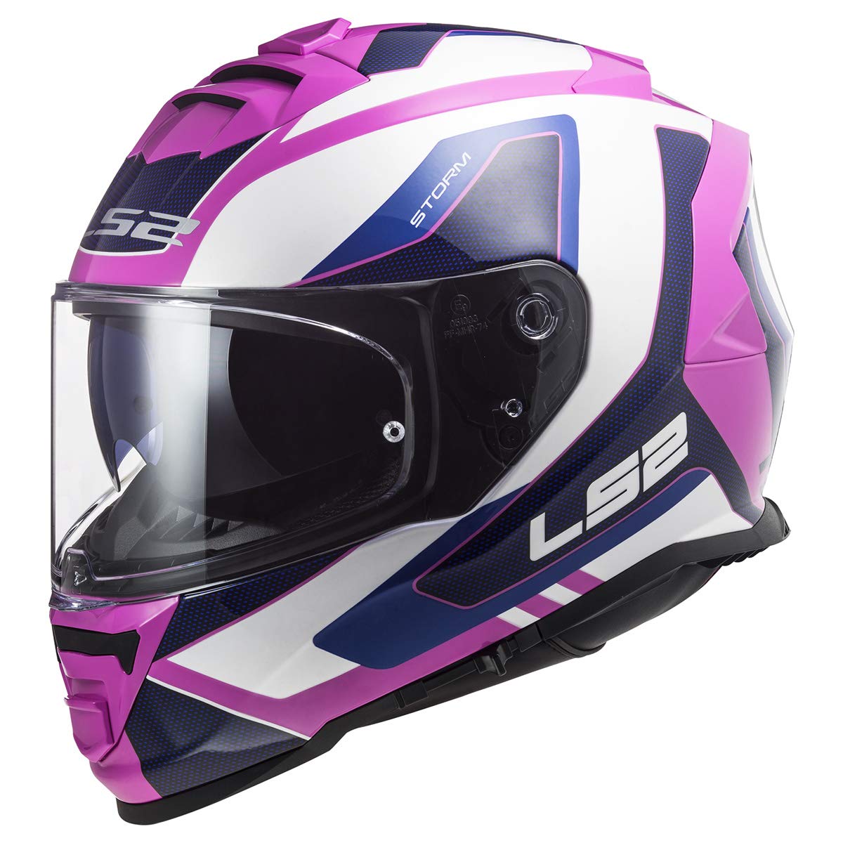 LS2 Helmets Assault Full Face Motorcycle Helmet W/ SunShield (Techy Gloss White/Pink - 3X-Large) Image