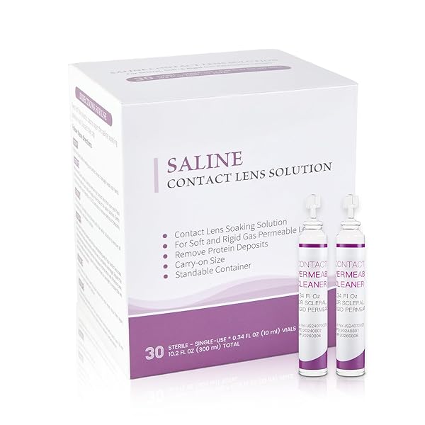LIFVEAN CONTACT LENS SOLUTION SOAKING CLEANER, EVERYDAY USE TO REMOVES PROTEIN DEPOSITS, FOR RIGID GAS PERMEABLE LENSES STANDABLE SINGLE USE VIALS, 0.34 FL OZ (PACK OF 30)