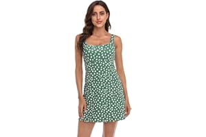 HDE Womens Exercise Workout Dress with Built-in Shorts Sleeveless Athletic Dresses for Golf Tennis