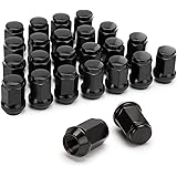 dynofit M12x1.5 Wheel Lug Nuts Aftermarket, 24 Black 12mmx1.5 Custom Luguts Conical 1.38'' Tall 19mm 12-1.50 Steel for 5 Lug