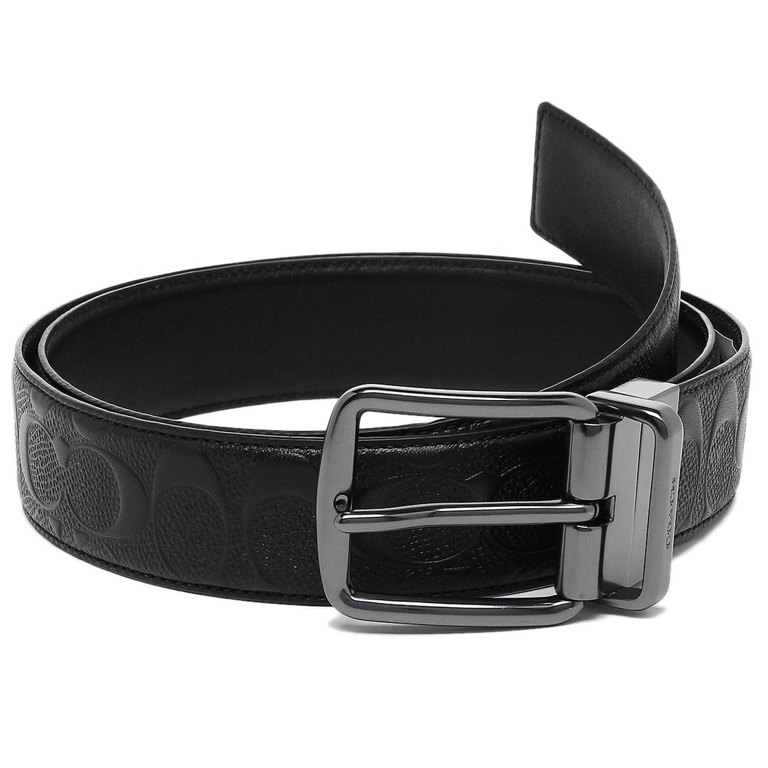 NWT COACH WIDE HARNESS CUT TO SIZE REVERSIBLE SIGNATURE MEN'S BELT
