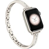 Missair Bands Compatible with Apple Watch Band 38mm 40mm 41mm 42mm 44mm 45mm 46mm 49mm for Women, Slim Metal Dressy Jewelry Bracelet with Bling Diamond for iWatch Series 11 10 9 8 7 6 5 4 3 SE Ultra