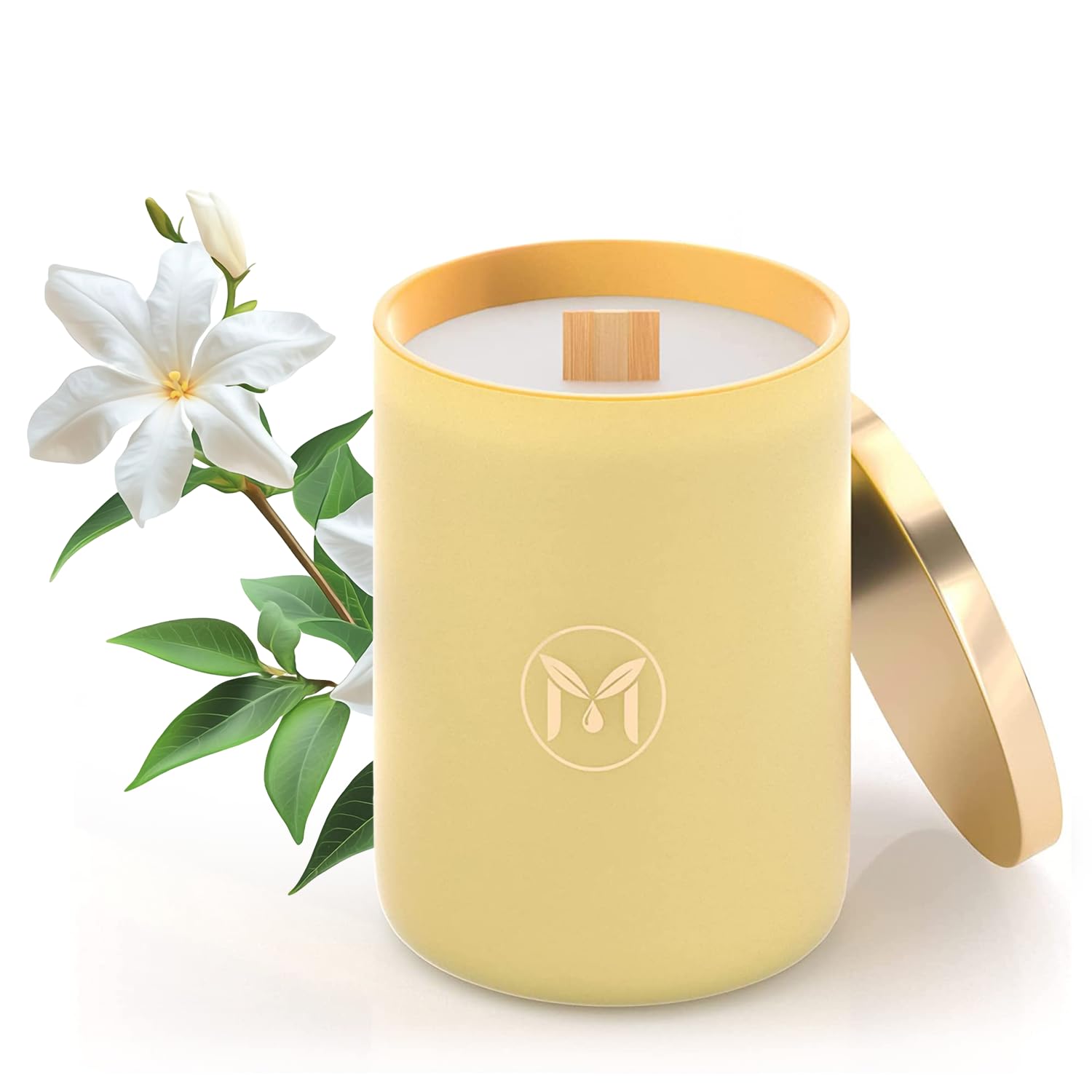 Photo 1 of MyrrhUSA Arabian Jasmine Scented Candle – 15oz Natural Soy Wax with Crackling Wooden Wick & Essential Oil | 80 Hour Burn | Luxury Aromatherapy Candle for Relaxation, Home Décor, Living Room & Bathroom