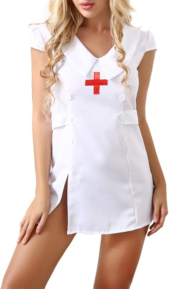 ANJAYLIA Sexy Women Nurse Uniforme Nightie Lingerie Cosplay