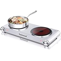 Techwood 1800W Electric Hot Plate, Countertop Stove Double Burner for Cooking, Infrared Ceramic Hot Plates Double…