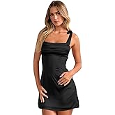 Teen's Square Neck Satin Homecoming Dresses for Formal Party Spaghetti Strap Mermaid Tight Short Cocktail Prom Dress