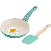 GreenLife Soft Grip 8” Frypan Skillet and Spatula Breakfast Cookware Set, PFAS-Free Ceramic Nonstick, Silicon Spatula with Bamboo Handle, Egg Omelette, Dishwasher Safe, Stay-Cool Handles, Turquoise