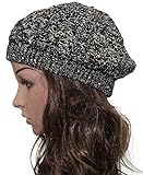 Women Bright Sequins Crochet Braided Knit Beret Baggy Beanie Ski Cap Hat