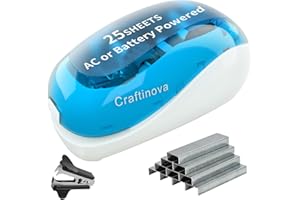 Craftinova Electric Stapler,Including 2000 Staples and 1 Staple Remover, Suitable for Palm Size and high Comfort，25 Sheet Capacity, AC Adapter or Battery Powered，Battery not Included