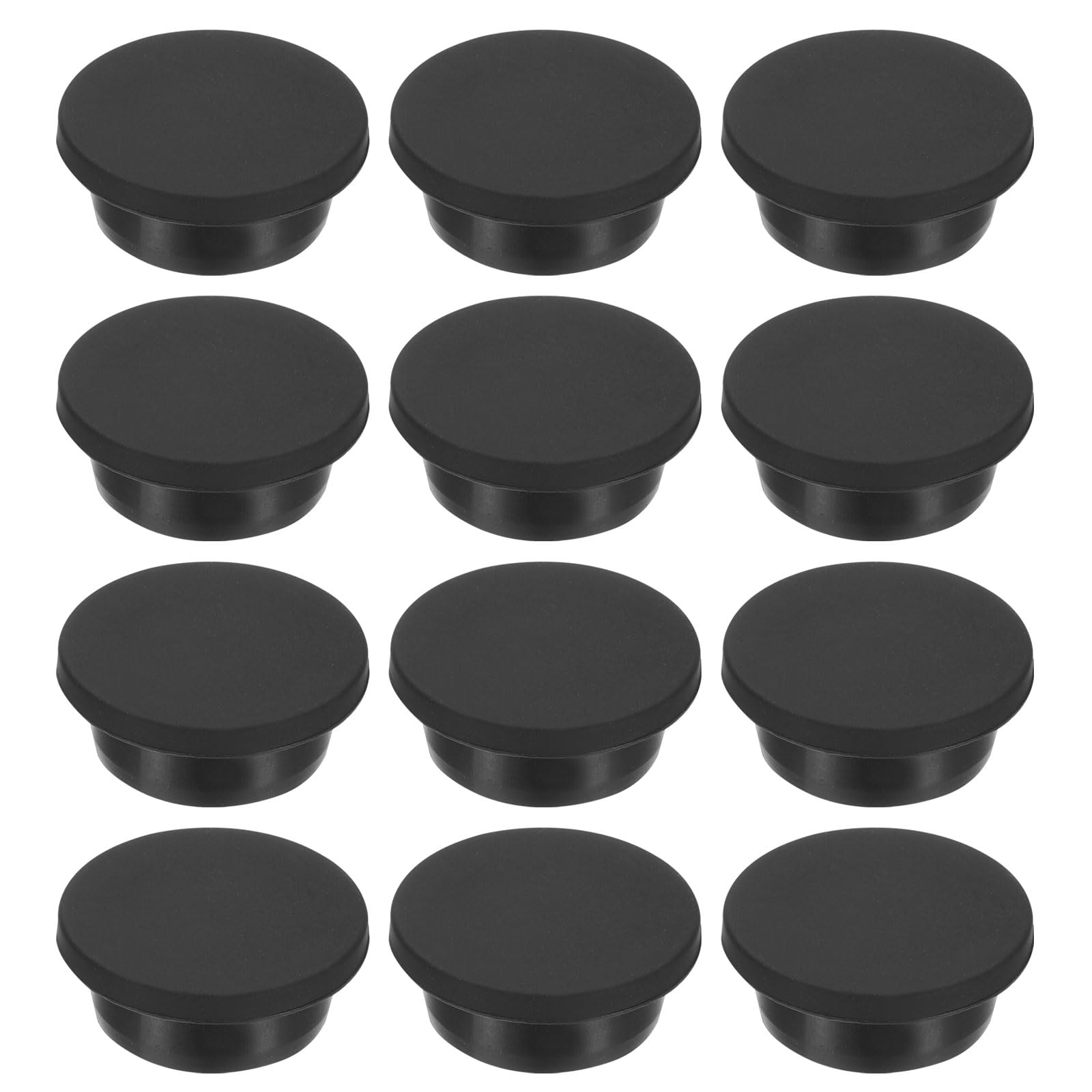 PATIKIL 28.5mm Diameter Rubber Hole Plugs, 12 Pcs Silicone Rubber Round Hole Stoppers for 27-28mm Hole, Black