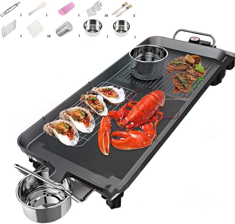 XNDCYX Teppanyaki Griddle Electric, Smokeless Indoor Grill 14001700W