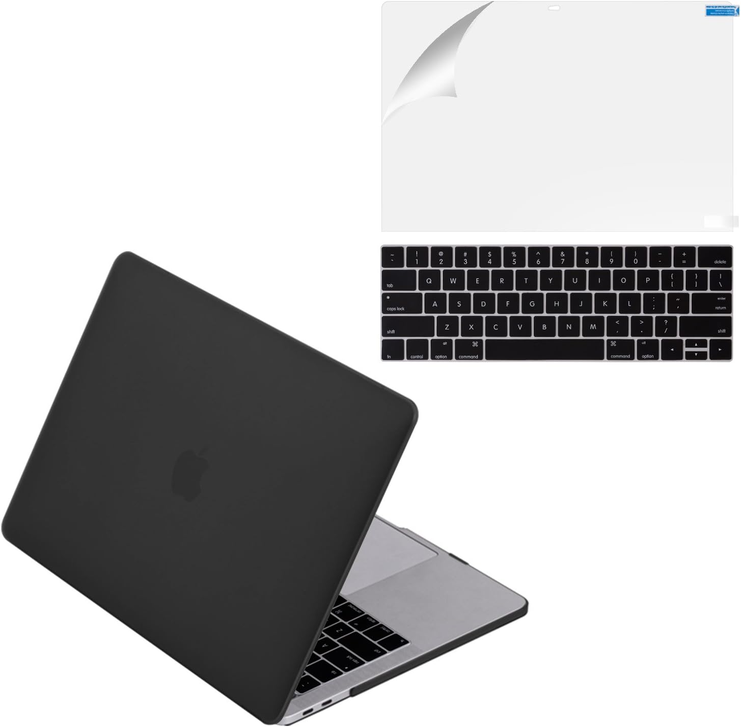 MacBook Pro 13 Case 2017 & 2016 Release A1706/A1708, Mittly Plastic Hard Case Shell Cover with Keyboard Cover & Screen Protector for Newest Macbook Pro 13 Inch with/without Touch Bar & Touch ID, Black