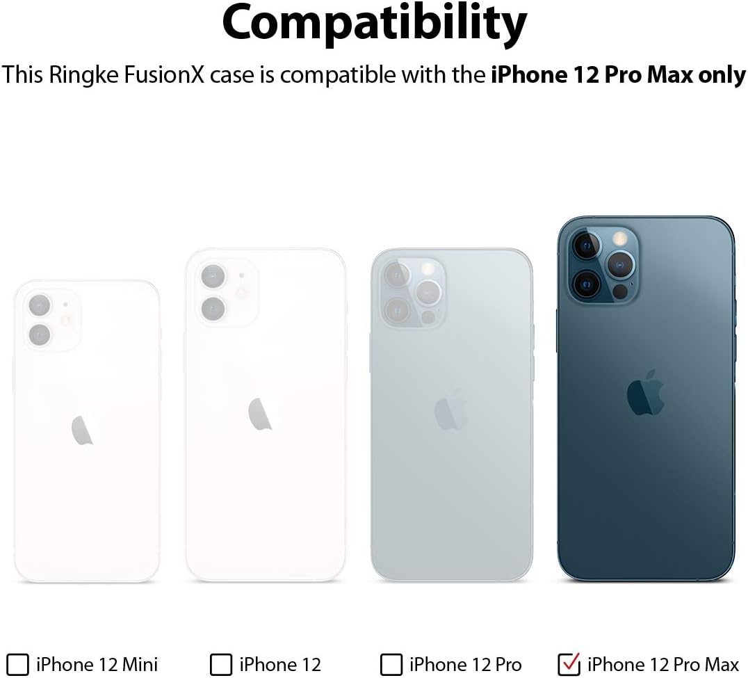 Ringke Fusion-X Compatible with iPhone 12 Pro Max Case Cover, Shockproof Heavy Duty TPU Bumper with Hard Back Phone Case - Black - Image 3