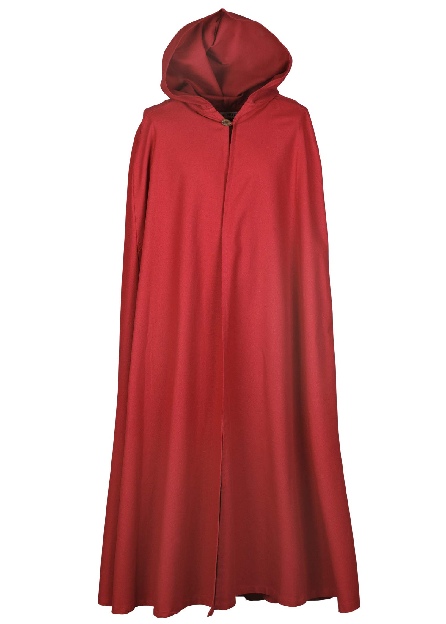 Battle-Merchant Burkhard - Medieval Cloak with Hood - For Men and Women - LARP Wizard Costume - Red
