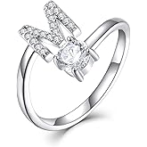 STARCHENIE Adjustable Initial Ring for Women 925 Sterling Silver Letters A-Z 26 Alphabet Rings Size 7