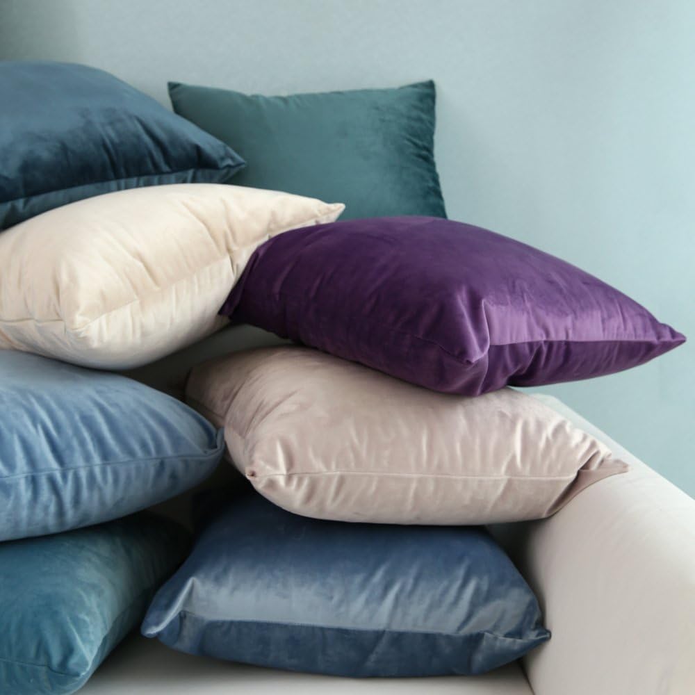 MIULEE Pack of 2, Velvet Soft Solid Decorative Square Throw Pillow Covers Set Cushion Cases Pillowcases for Sofa Bedroom Car18 x 18 Inch 45 x 45 cm: Home & Kitchen