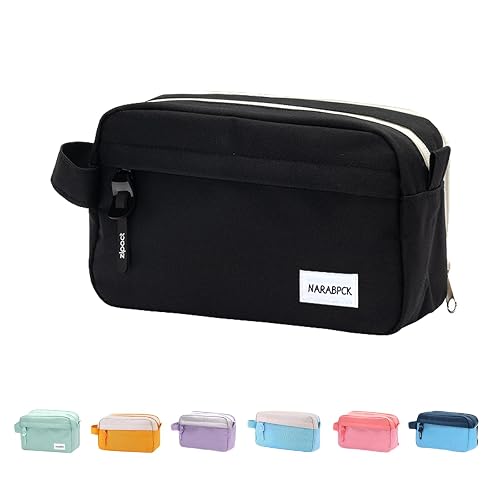 Large Capacity Pencil Case with 3 Compartments, Portable Big Pencil Pouch with Durable Zipper, Extra Big Pencil Bag for Easy Carrying (Black)
