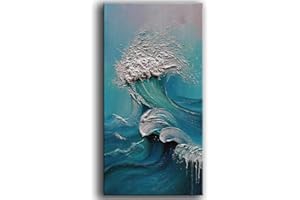 YaSheng Art - Sea landscapes Abstract Oil Painting,Oil Painting on Canvas Texture Blue Ocean scenery Paintings Hand-Painted Abstract Artwork Pictures Canvas Wall Art Paintings 24x48inch