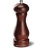 COLE & MASON Capstan Wood Pepper Grinder - Wooden Mill Includes Precision Mechanism, 6.5 inch
