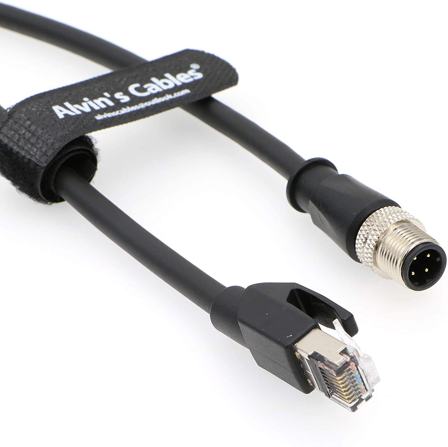 Alvin's Cables Ethernet Cable M12 4 Pin Male to RJ45 Male Network CAT5e Shielded Cord Industrial Ethernet Cable 9.8Ft/3M