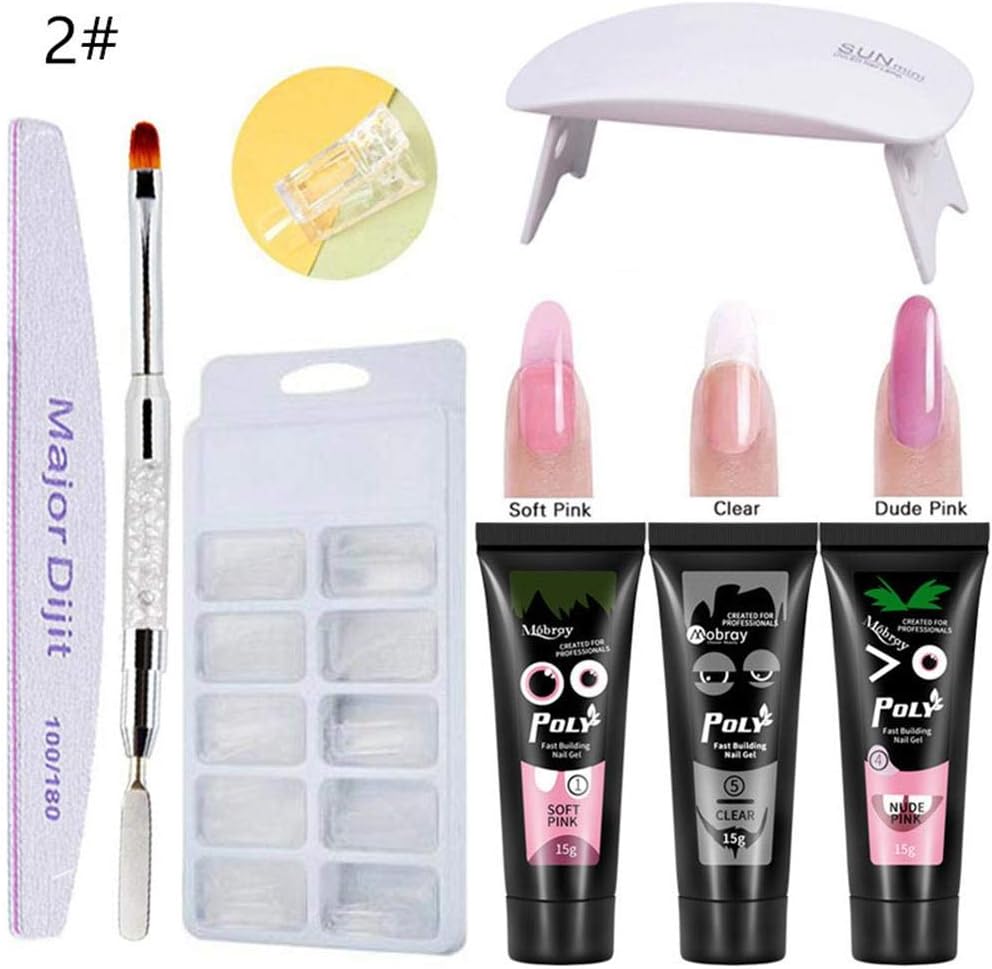 Polygel Kit Poly Nail Extension Gel Kit Colors Poly Gel Nail Lamp False Nail Tips Kit Nail Extension Set Gel Nail Enhancement Kit for Nails Daily Care