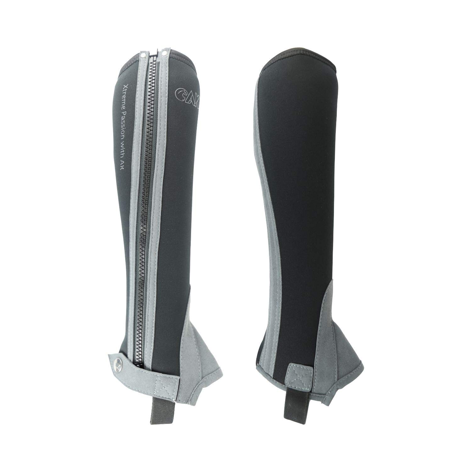 AK Passion Neoprene Children Horse Riding Half Chaps AKRS-1889 (Black/Grey, 6)