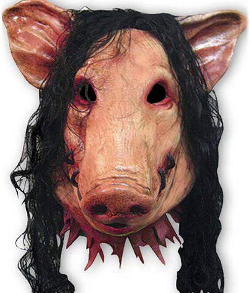 Qchomee Halloween Horror Mask Cosplay Scary Bleeding Face Mask with Hair Festival Fancy Dress Prank Trick Awful Adults Cosplay Costume Props Toys Novelty Latex Full Head Witch Mask Headwear