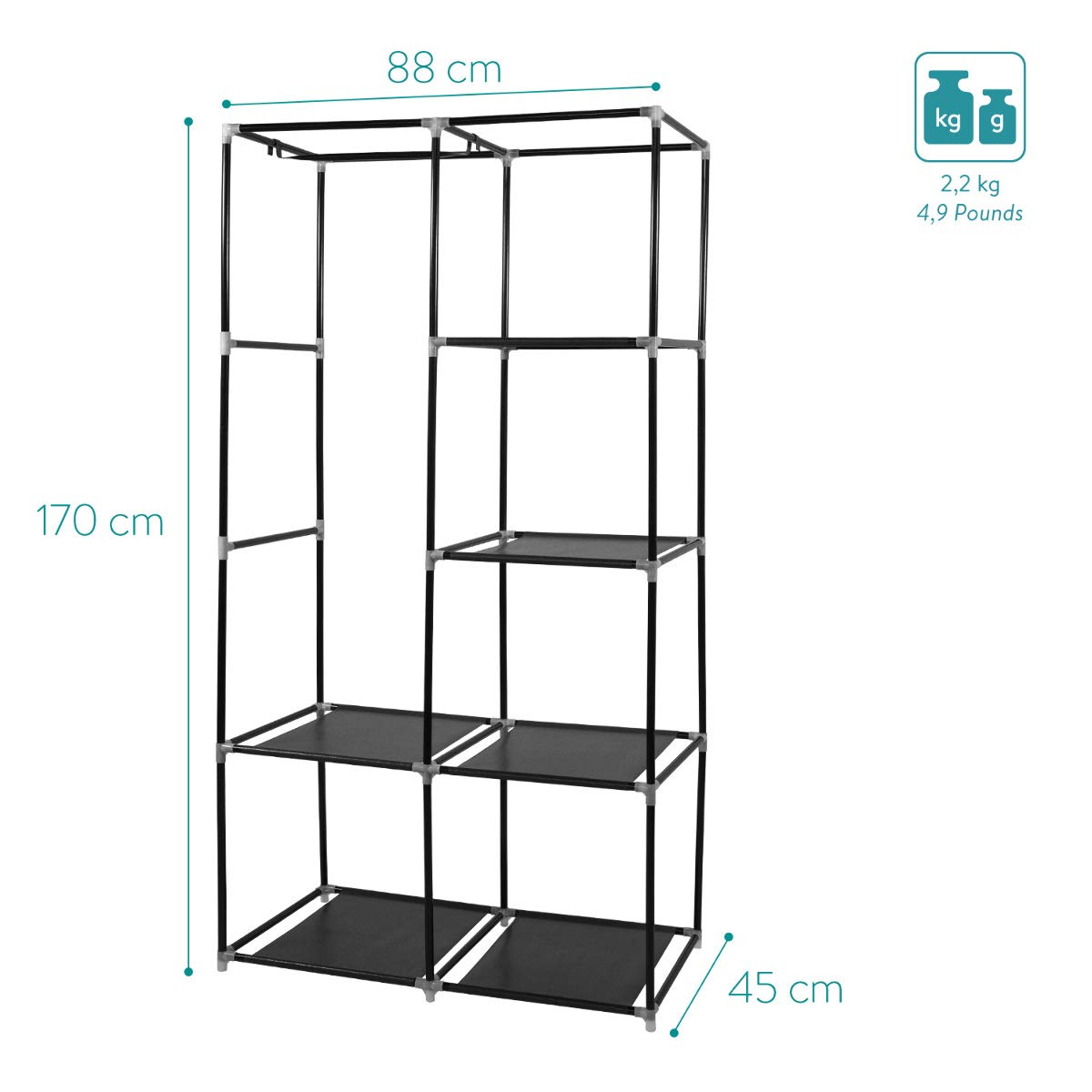 Comes With 5 Shelves Foldable Storage Cupboard For Clothes 88 X