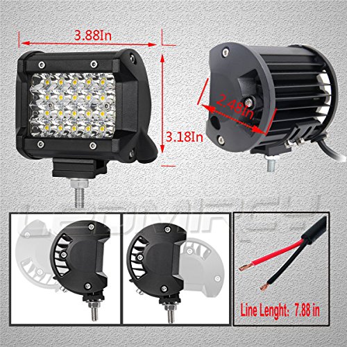 LED Light Pods,4Inch 2PCS 144W LED Pod Light Spot Beam Work Light Bar LED Flood Light Pods Quad Row Cube Driving Fog Lights for Jeep Off-road Truck Boat ATV SUV (24LEDs - 72W) - Thumbnail 4
