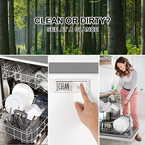 WOJOGO Dishwasher Clean Dirty Sign Farmhouse Rustic Wood Clean