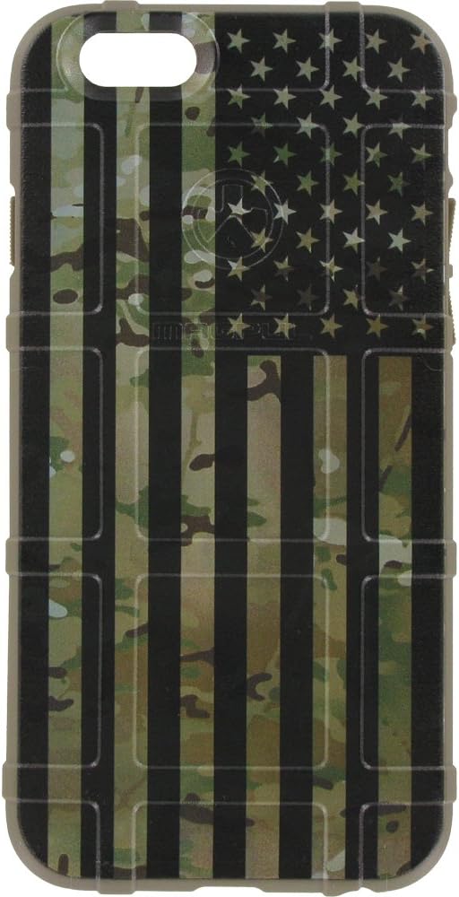 Ego Tactical Limited Edition Design UV-Printed onto a MAG485 Field Case Compatible with Apple iPhone 6 + Plus/iPhone 6s + Plus Subdued US Flag Over Multicam/Scorpion Camouflage FDE