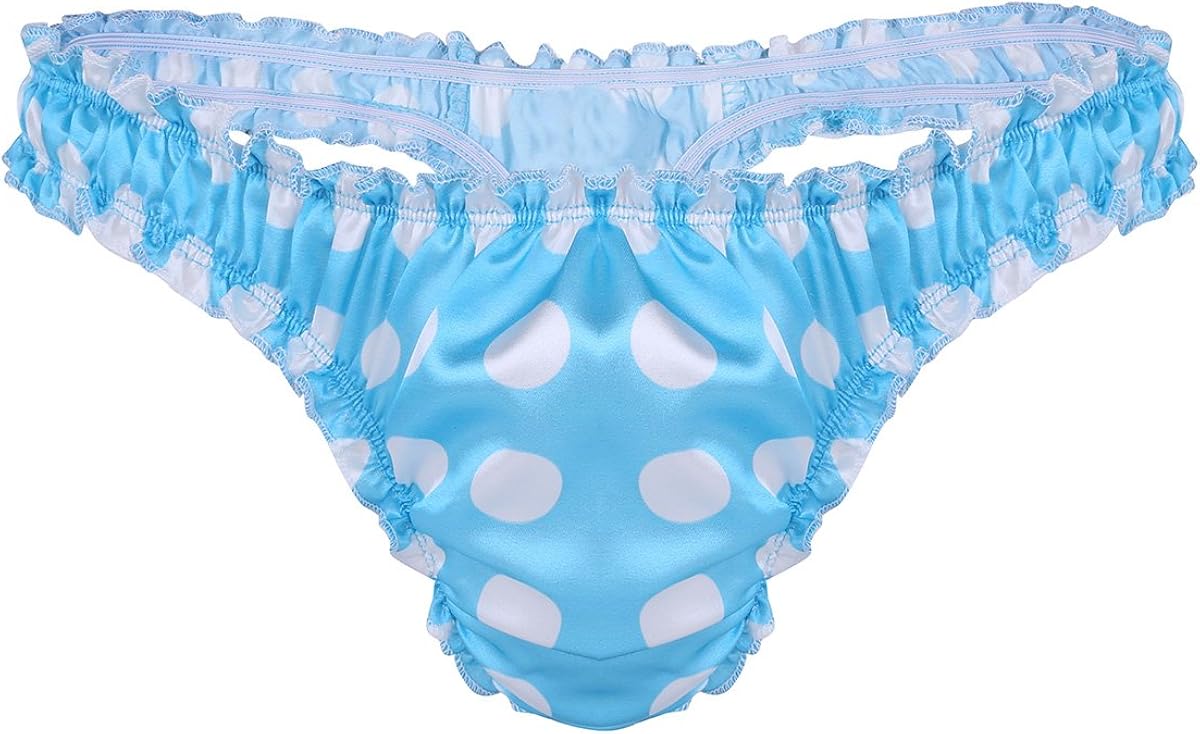 iiniim Slip String Tanga à Pois Homme Satin Dentelle Fesse Ouverte