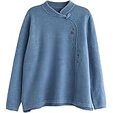 Ladies' Chinese Style Button Embroidery Base Shirt, German Velvet high-end Sense Niche Long Sleeved top Design