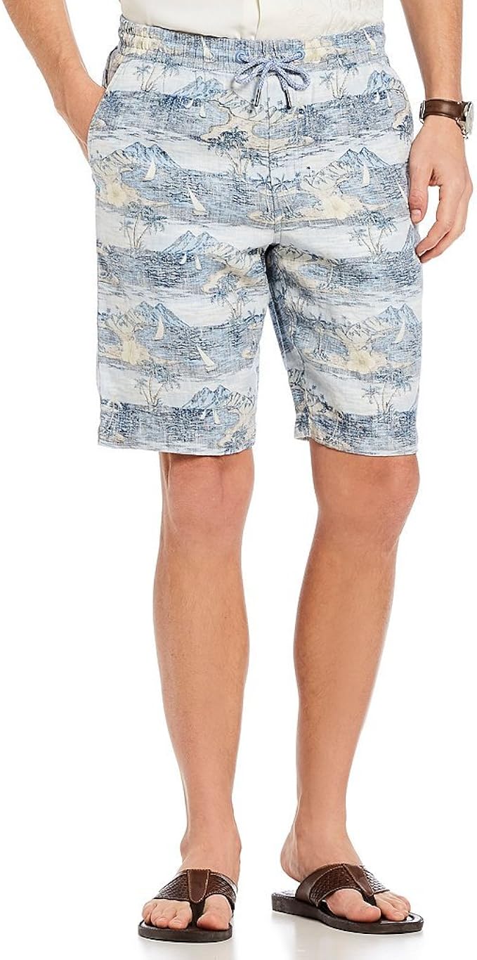 Tommy Bahama Tradewinds Island Elastic Waist Linen Shorts (Color Dk