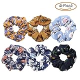 Set of 6 Large Women's Chiffon Flower Hair Scrunchies Hair Bow Chiffon Ponytail Holder -AQY002
