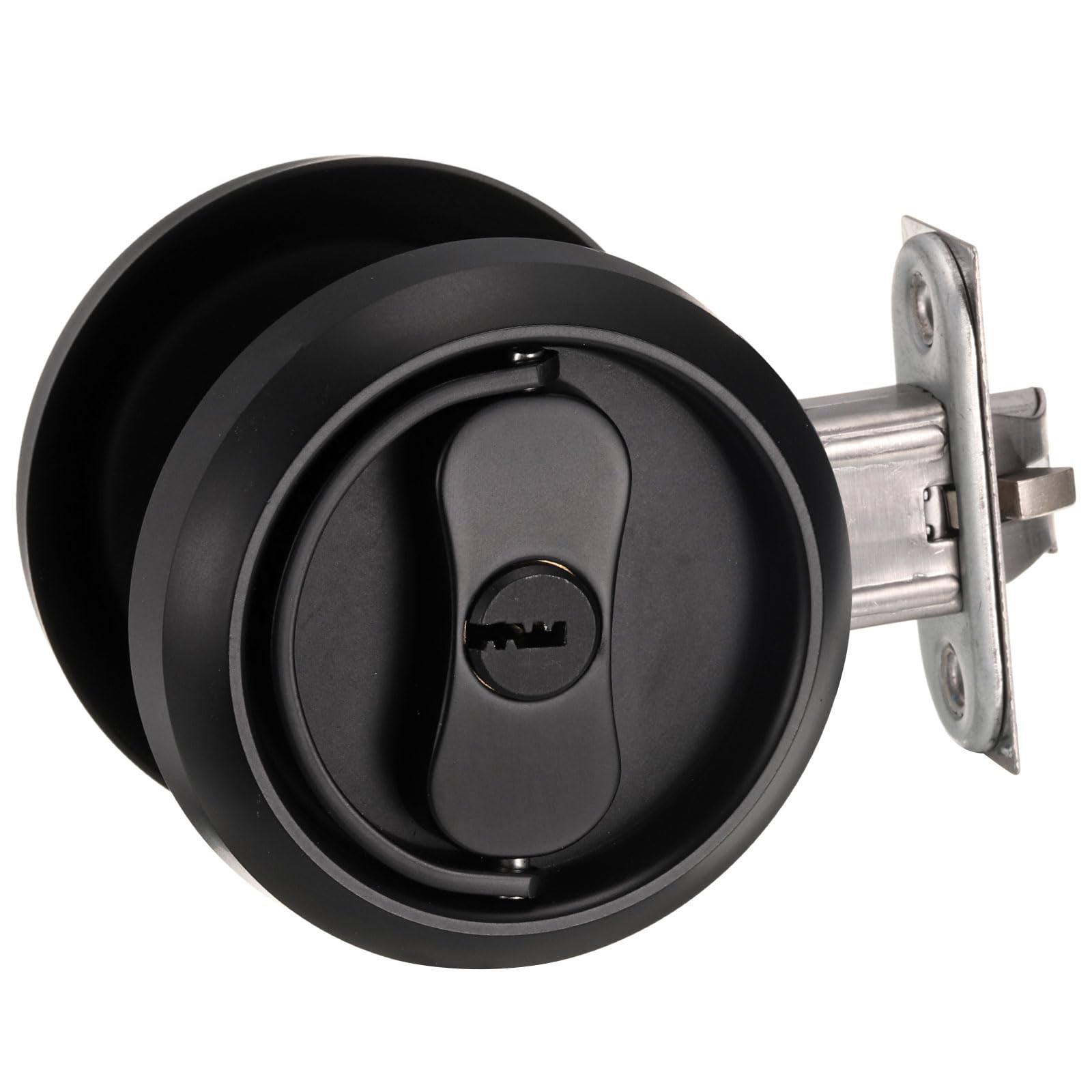 PATIKIL Stainless Steel Deadbolt Lock, Single Dead Bolt Locks Modern Round Dead Lock for Exterior Keyed Front Entry Door Pick Resistant Security, Black