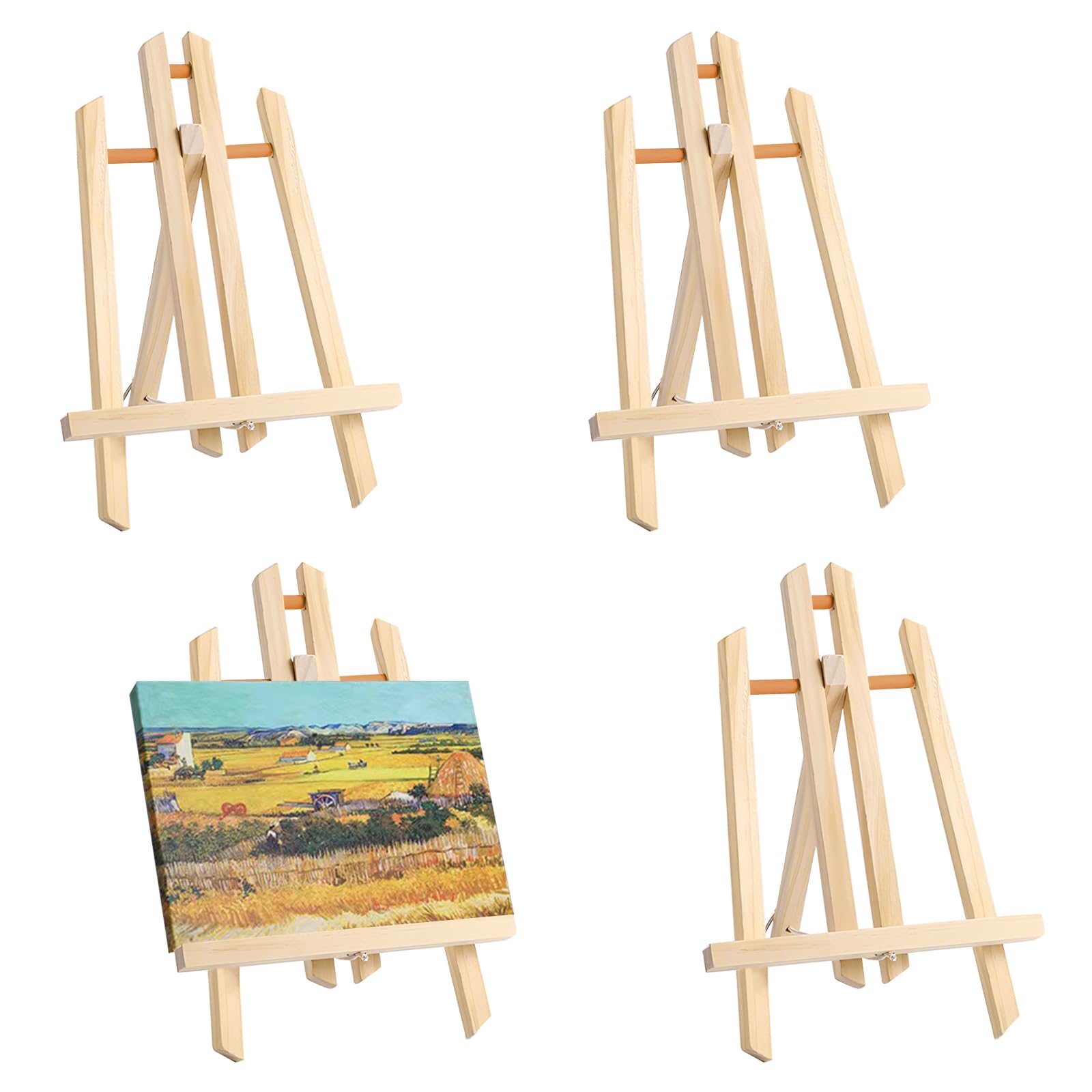 Omevett 4 Pack Mini Easel Stand for Painting Wooden Easel 30cm Table Top Easel Small Easel Stand Wooden Tabletop Art Display Easels Small Painting Easel Wood Display Easels Mini Pine Wood Easel