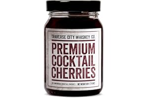 Traverse City Whiskey Co. Premium Cocktail Cherries (21.2oz / 600g) | Cocktails & Desserts | All American, Natural, Certified Kosher, Stemless, Slow-Cooked Garnish for Old Fashioned, Ice Cream Sundaes & More